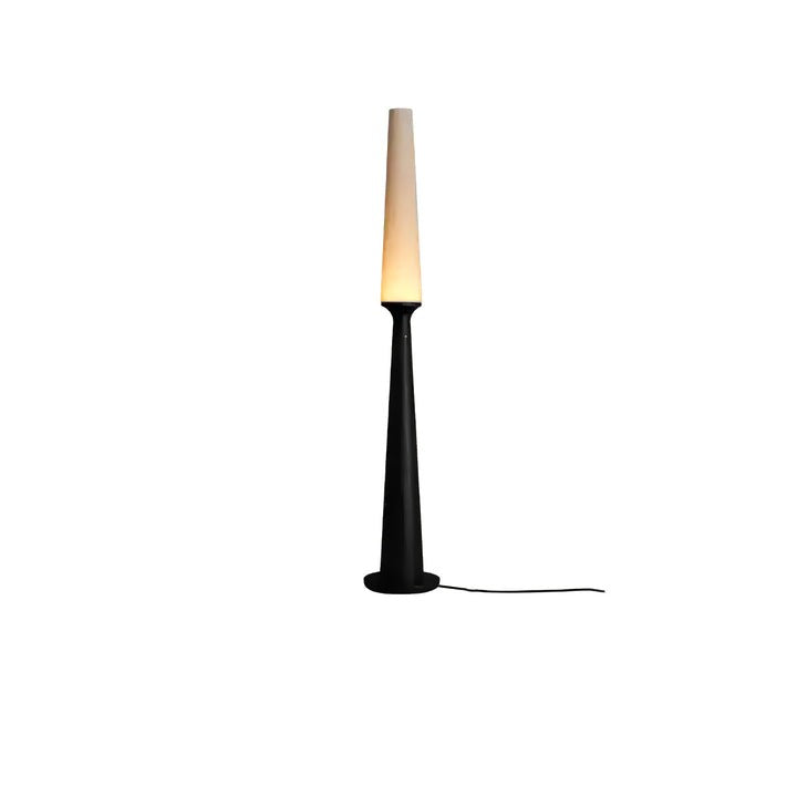 Vertical Wood Base Floor Lamp with Textured Shade
