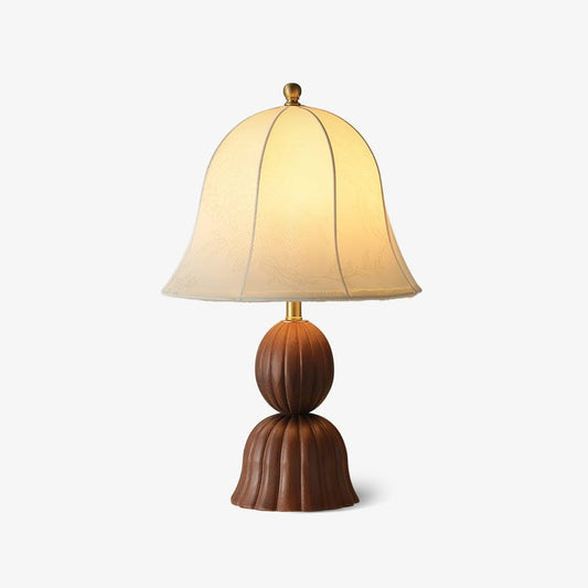 Vintage Floral Bell Shade Table Lamp with Dark Walnut Base