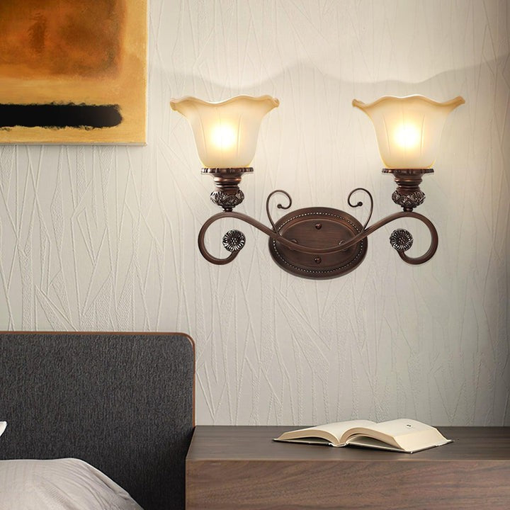 Vintage Glass Shade Wall Sconce with Brushed Copper Finish