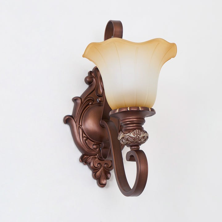 Vintage Glass Shade Wall Sconce with Brushed Copper Finish