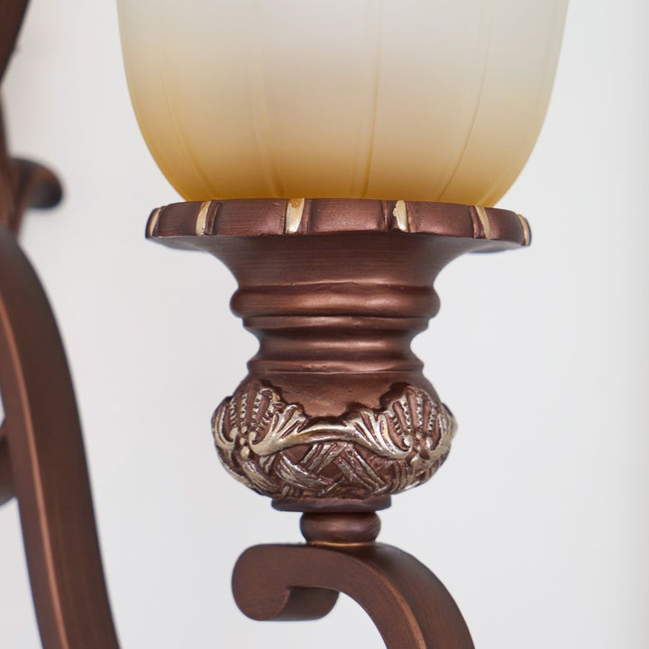 Vintage Glass Shade Wall Sconce with Brushed Copper Finish