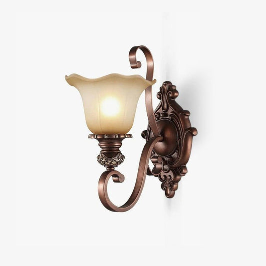 Vintage Glass Shade Wall Sconce with Brushed Copper Finish