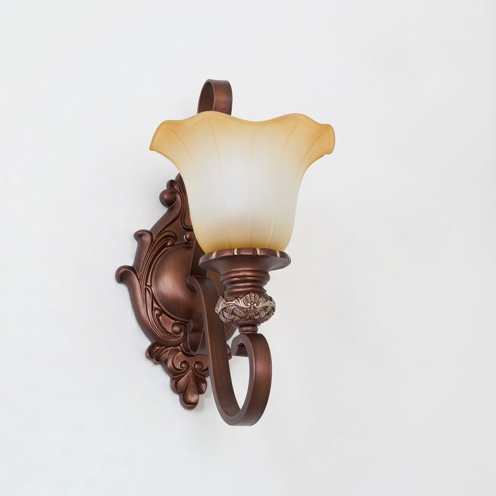 Vintage Glass Shade Wall Sconce with Brushed Copper Finish