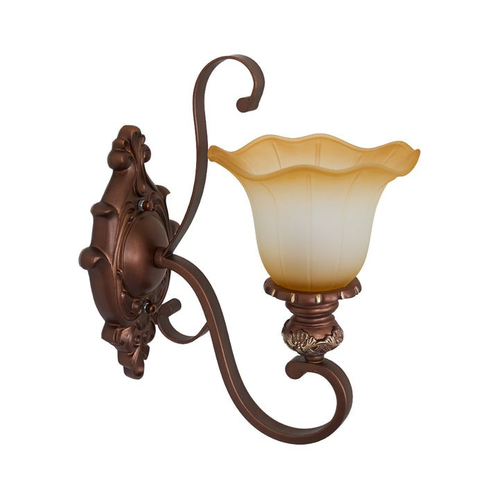 Vintage Glass Shade Wall Sconce with Brushed Copper Finish