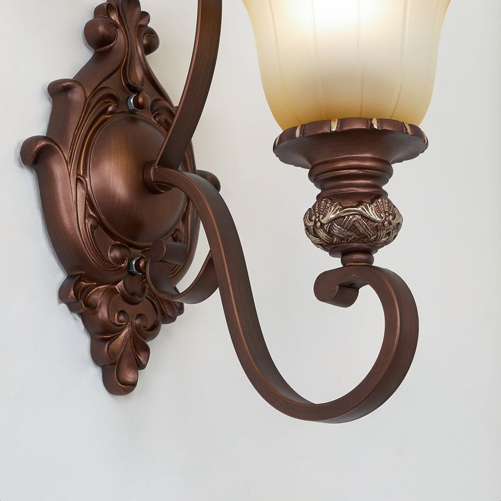 Vintage Glass Shade Wall Sconce with Brushed Copper Finish