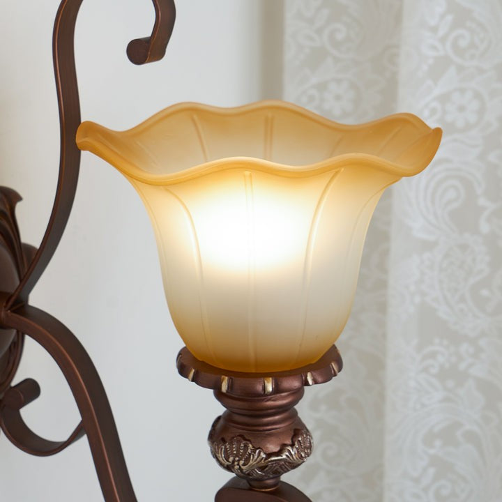 Vintage Glass Shade Wall Sconce with Brushed Copper Finish