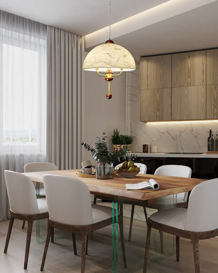 Vintage-Modern Bloom Pendant Light with Wooden & Brass Accents