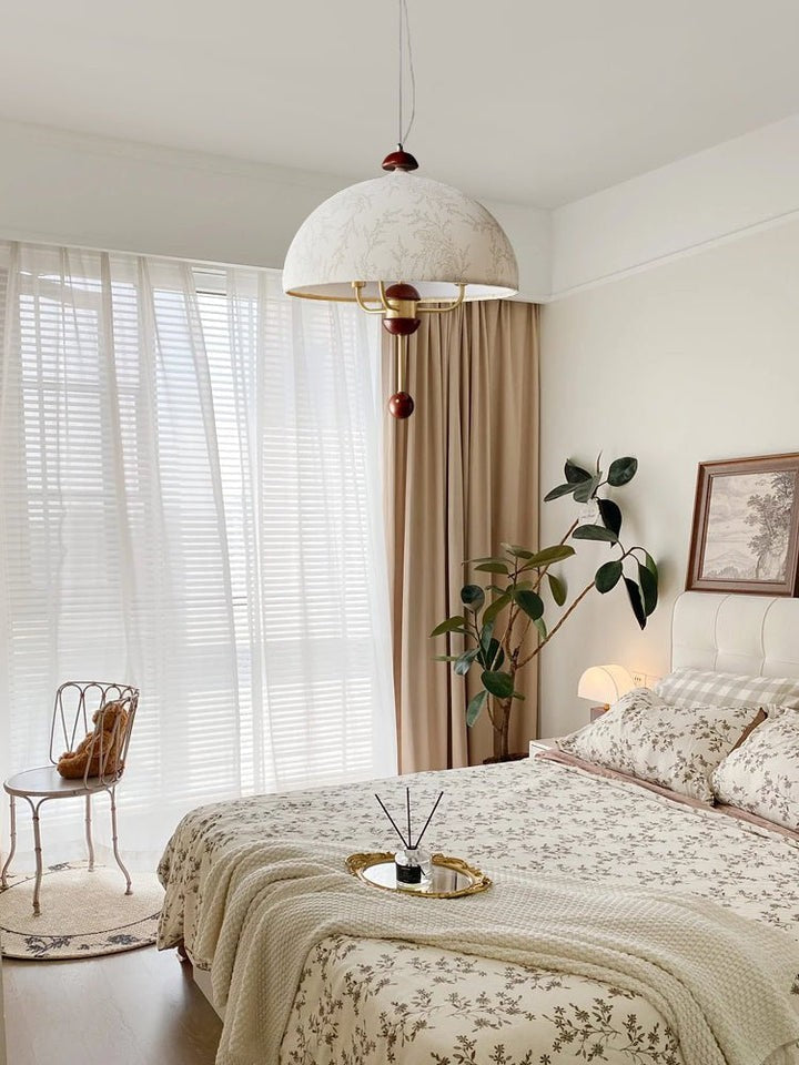 Vintage-Modern Bloom Pendant Light with Wooden & Brass Accents