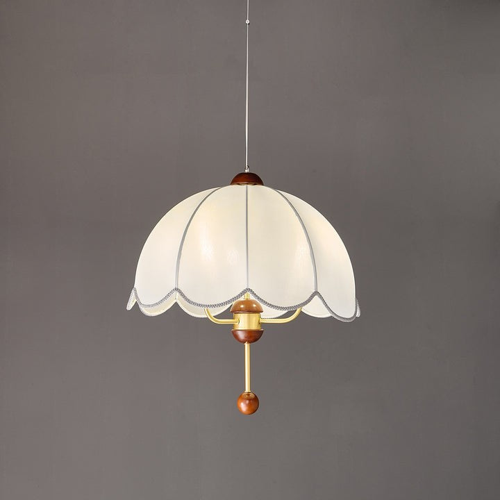 Vintage-Modern Bloom Pendant Light with Wooden & Brass Accents