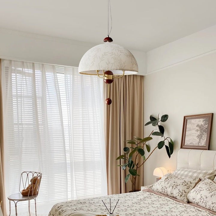 Vintage-Modern Bloom Pendant Light with Wooden & Brass Accents