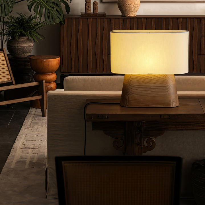 Walnut and White Touch-Control LED Table Lamp
