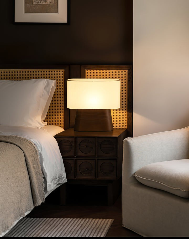 Walnut and White Touch-Control LED Table Lamp