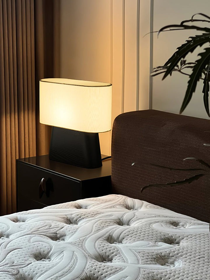 Walnut and White Touch-Control LED Table Lamp