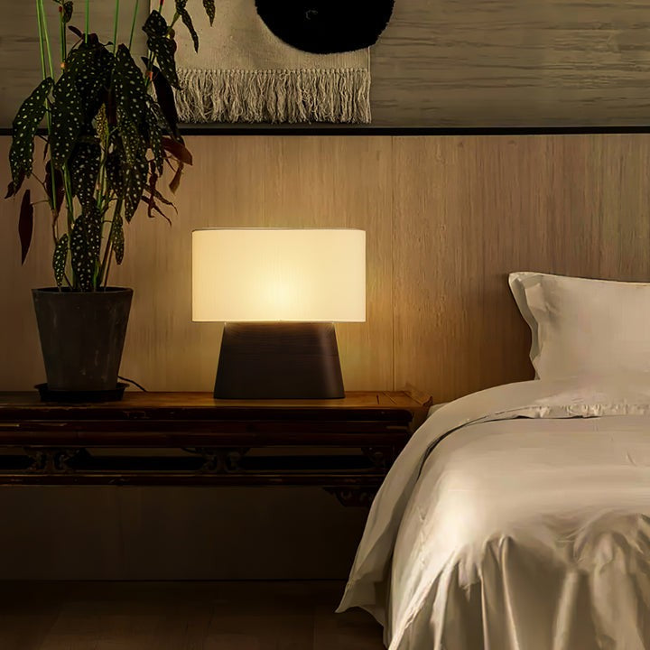 Walnut and White Touch-Control LED Table Lamp
