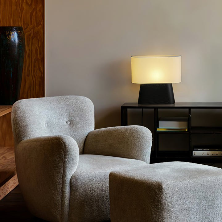 Walnut and White Touch-Control LED Table Lamp