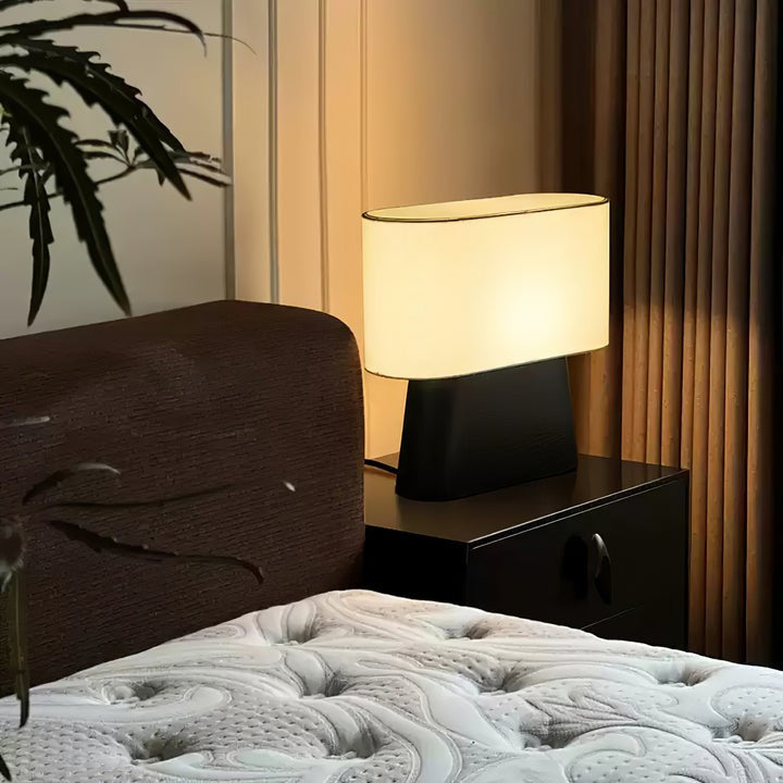 Walnut and White Touch-Control LED Table Lamp