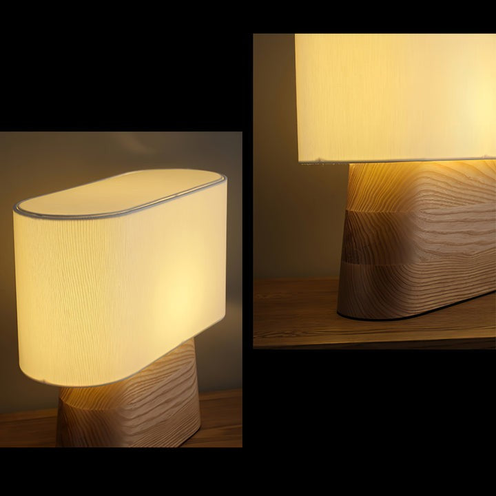 Walnut and White Touch-Control LED Table Lamp
