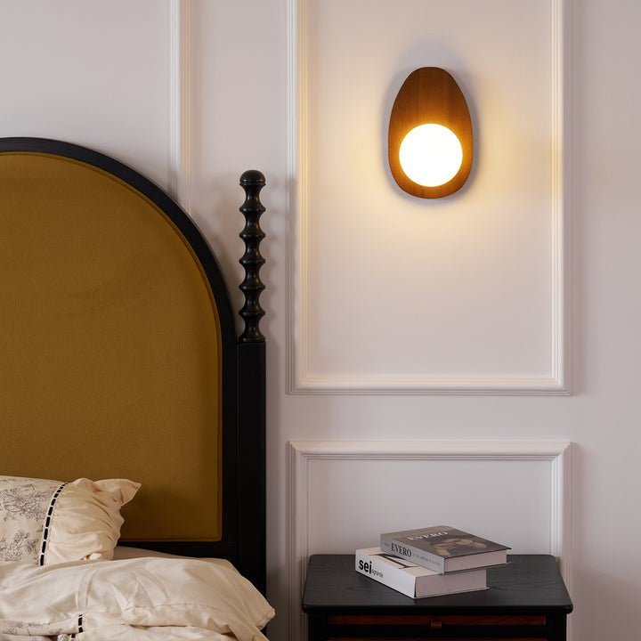 Walnut Wood Wall Sconce with Globe Shade