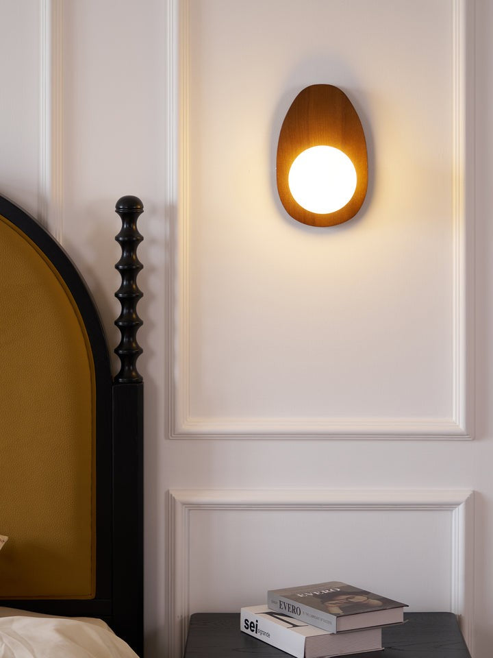 Walnut Wood Wall Sconce with Globe Shade