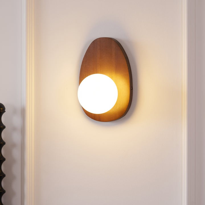 Walnut Wood Wall Sconce with Globe Shade