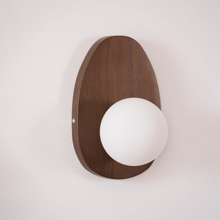 Walnut Wood Wall Sconce with Globe Shade