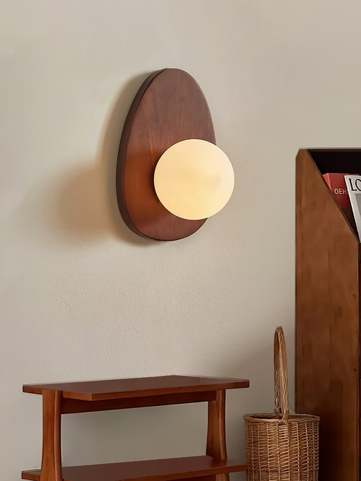 Walnut Wood Wall Sconce with Globe Shade