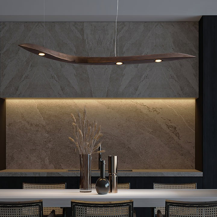Waveform Curved Wood Pendant Light