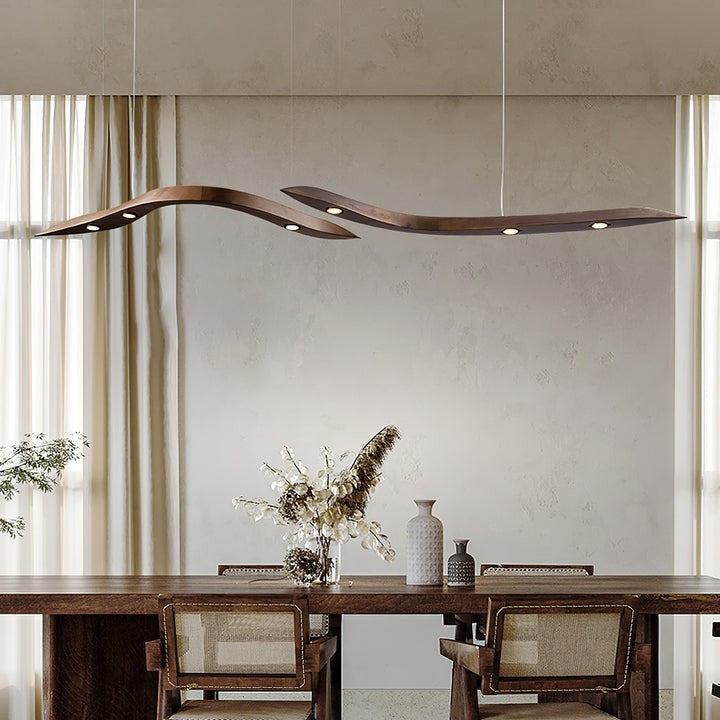 Waveform Curved Wood Pendant Light