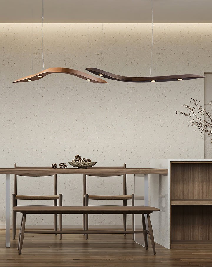 Waveform Curved Wood Pendant Light