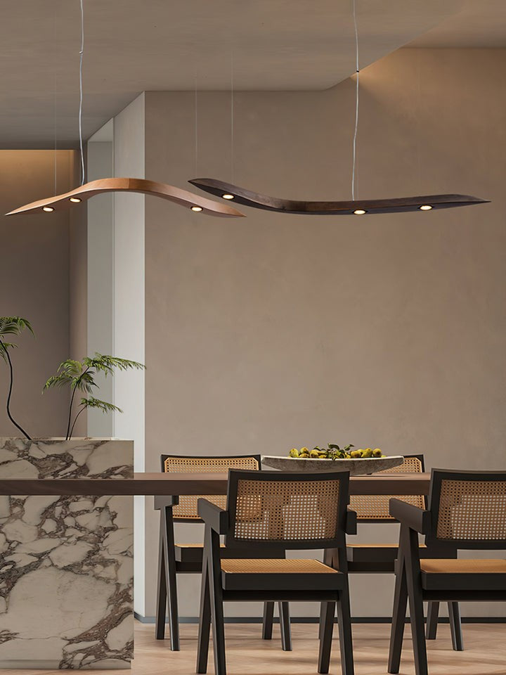 Waveform Curved Wood Pendant Light