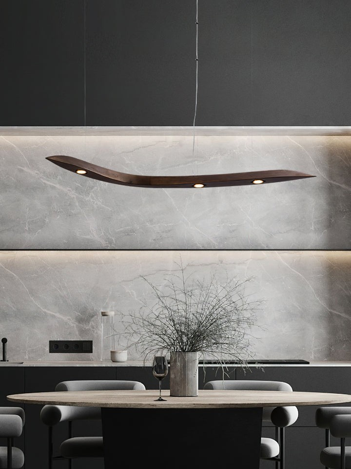 Waveform Curved Wood Pendant Light