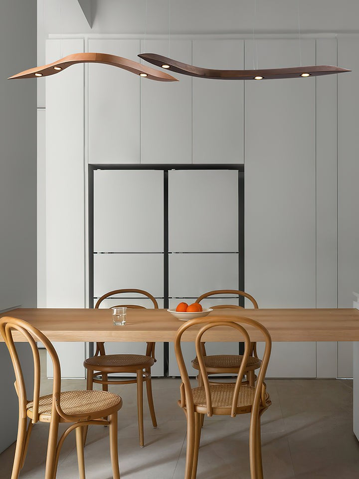 Waveform Curved Wood Pendant Light