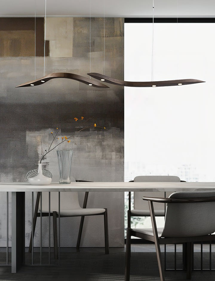 Waveform Curved Wood Pendant Light