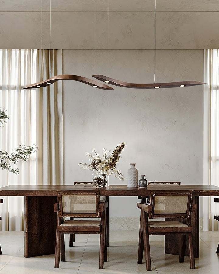 Waveform Curved Wood Pendant Light