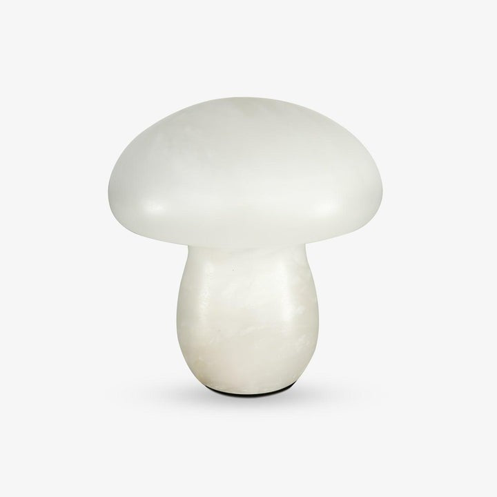 White Alabaster Mushroom Table Lamp with Brass Base