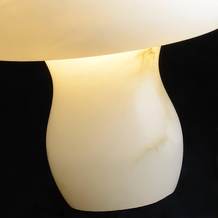 White Alabaster Mushroom Table Lamp with Brass Base
