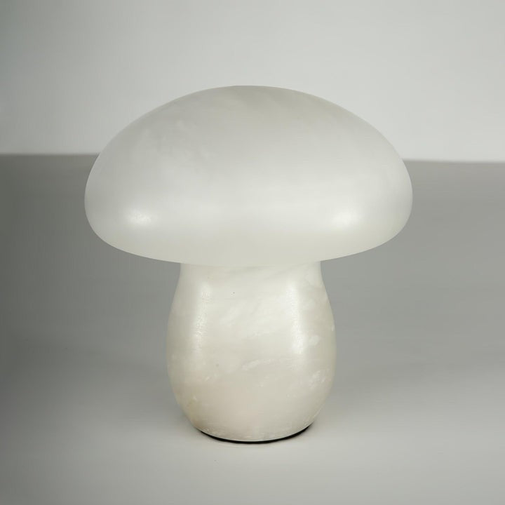 White Alabaster Mushroom Table Lamp with Brass Base