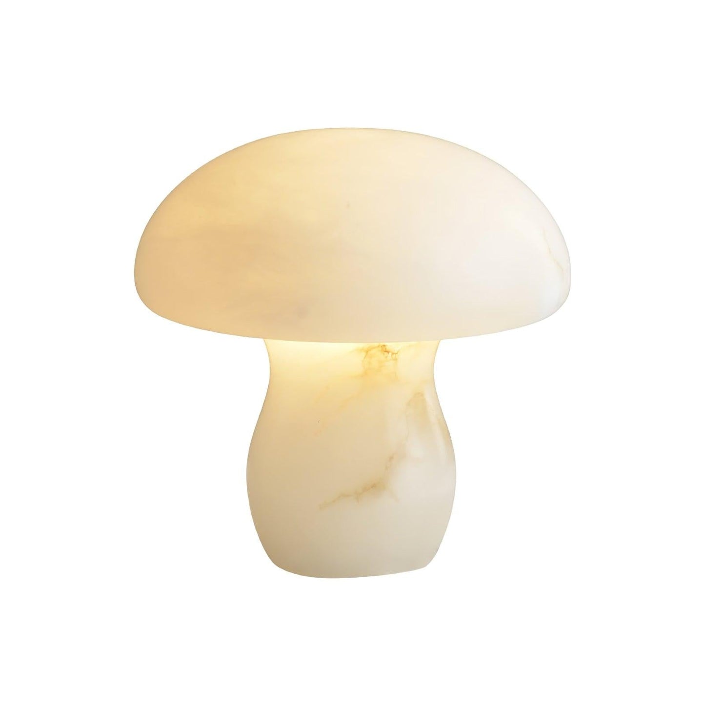 White Alabaster Mushroom Table Lamp with Brass Base