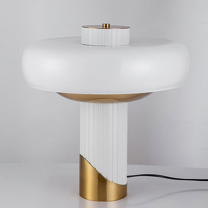 White Glass Dome Table Lamp with Gold Base