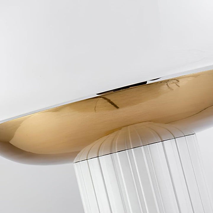 White Glass Dome Table Lamp with Gold Base