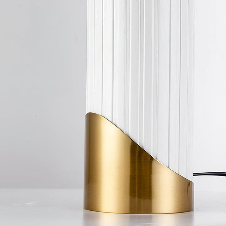 White Glass Dome Table Lamp with Gold Base