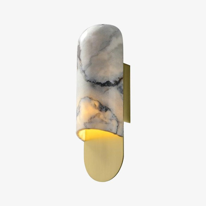 White Marble & Gold Metal LED Wall Light Sconce