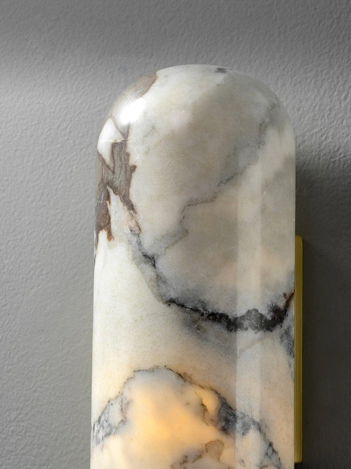 White Marble & Gold Metal LED Wall Light Sconce
