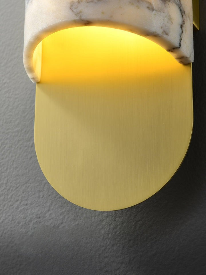 White Marble & Gold Metal LED Wall Light Sconce