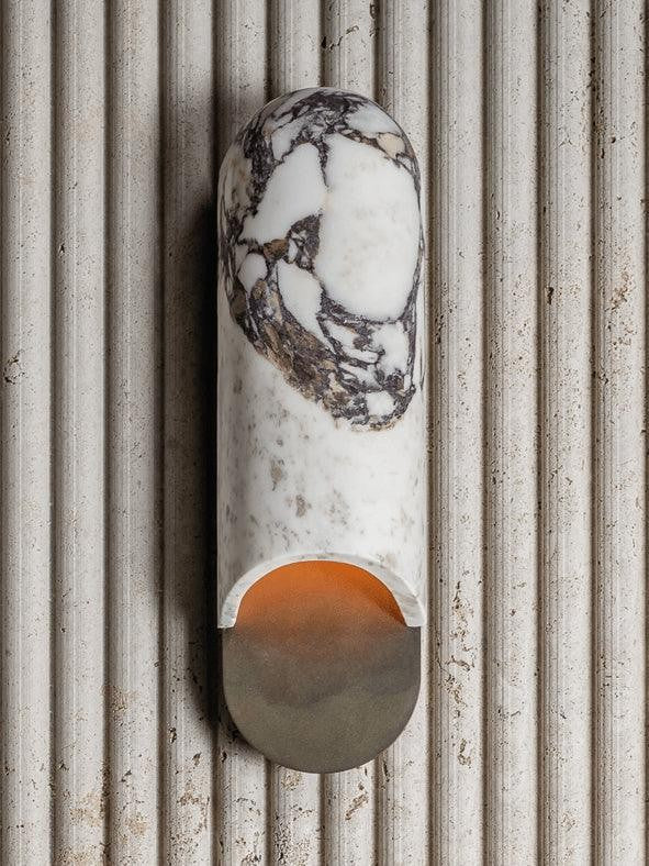 White Marble & Gold Metal LED Wall Light Sconce