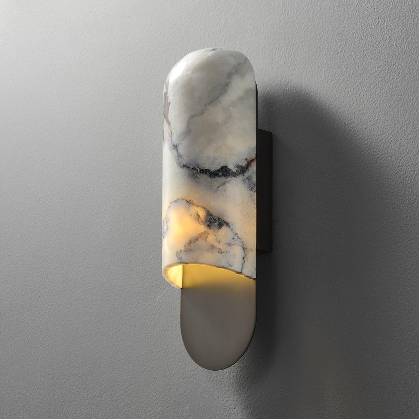 White Marble & Gold Metal LED Wall Light Sconce