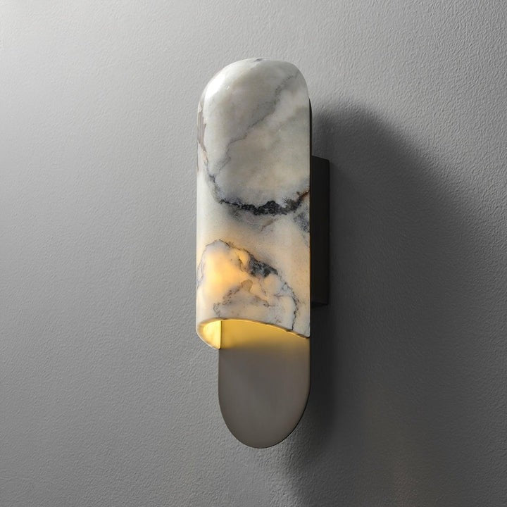 White Marble & Gold Metal LED Wall Light Sconce