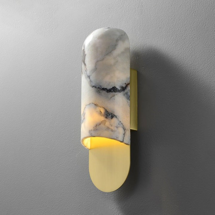 White Marble & Gold Metal LED Wall Light Sconce