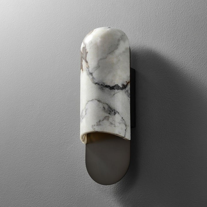 White Marble & Gold Metal LED Wall Light Sconce