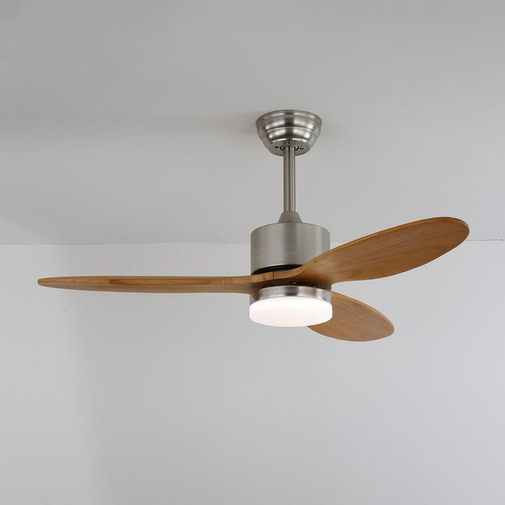 Wooden Blade LED Ceiling Fan Light – Modern Nordic Dimmable Design
